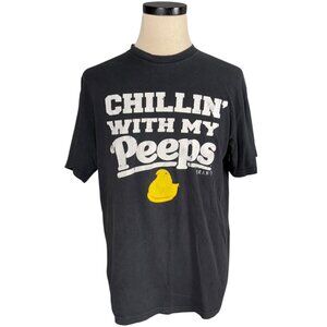 Delta Pro Weight Chillin With My Peeps Black Graphic T-Shirt 100% Cotton Short L
